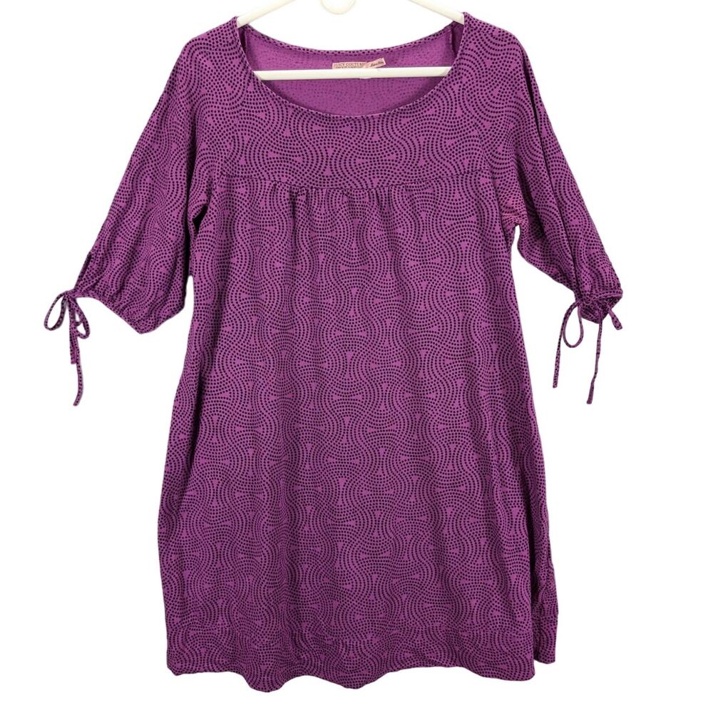 Juicy Couture Mini Dress Womens Large Purple Black Geometric Pockets Short